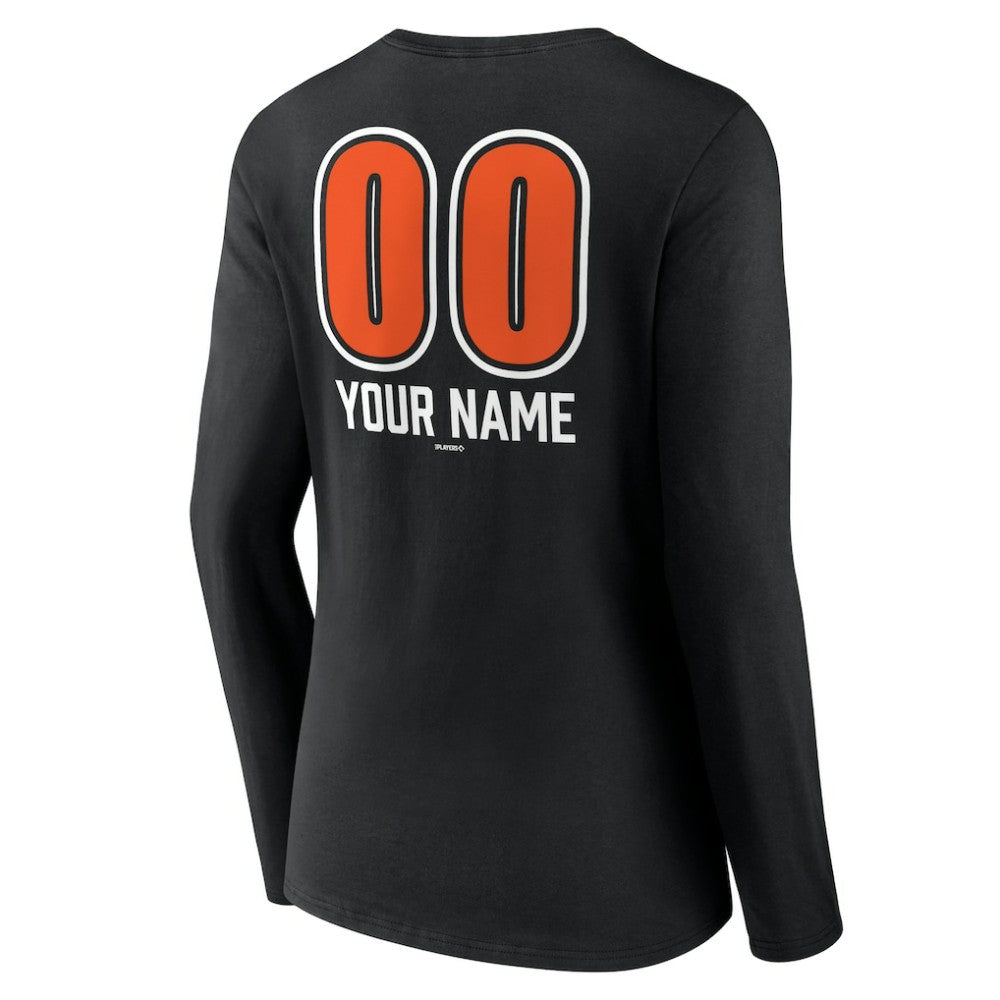 Baltimore Orioles Women's Personalized Name & Number Fastball Long Sleeve V-Neck T-Shirt Discount