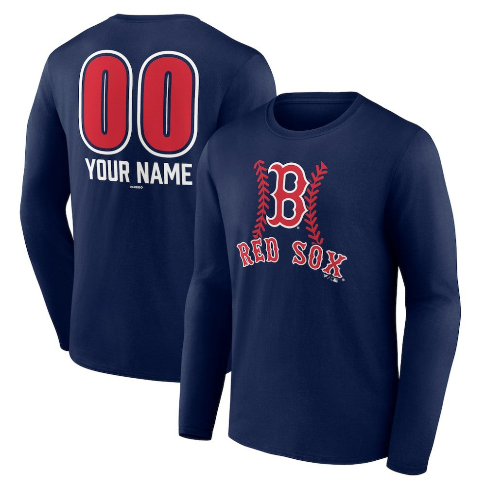 Boston Red Sox Personalized Name & Number Fastball Long Sleeve T-Shirt Discount