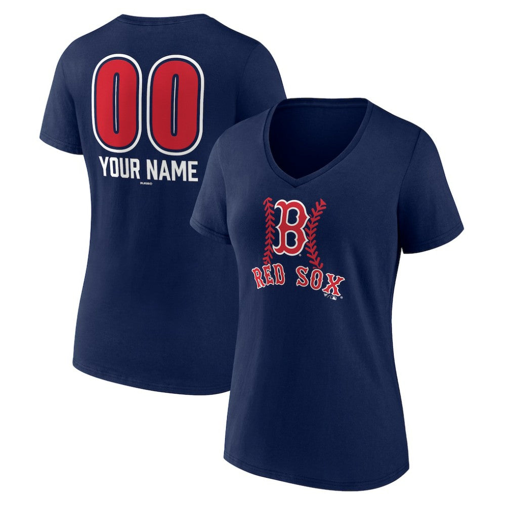 Boston Red Sox Women's Personalized Name & Number Fastball V-Neck T-Shirt Outlet
