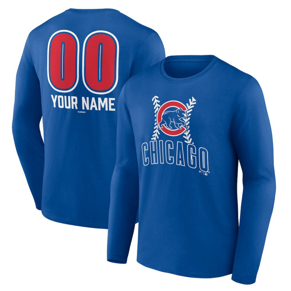 Chicago Cubs Personalized Name & Number Fastball Long Sleeve T-Shirt Discount