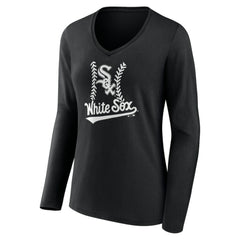 Chicago White Sox Women's Personalized Name & Number Fastball Long Sleeve V-Neck T-Shirt Discount