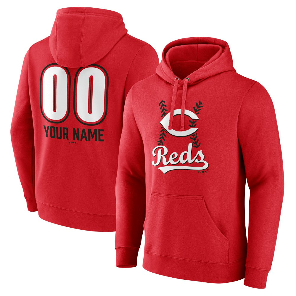 Cincinnati Reds Personalized Name & Number Fastball Pullover Hoodie Outlet