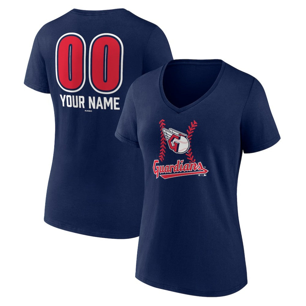 Cleveland Guardians Women's Personalized Name & Number Fastball V-Neck T-Shirt Discount