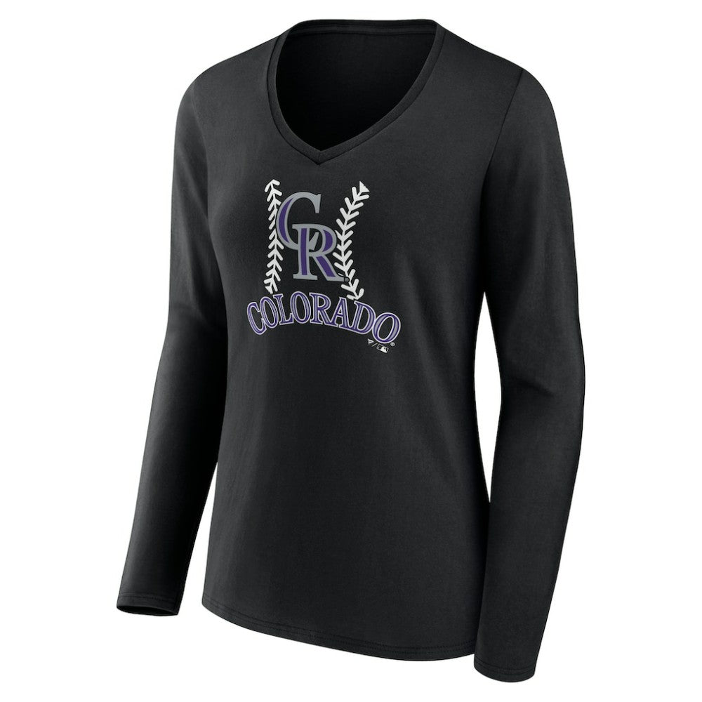Colorado Rockies Women's Personalized Name & Number Fastball Long Sleeve V-Neck T-Shirt Discount
