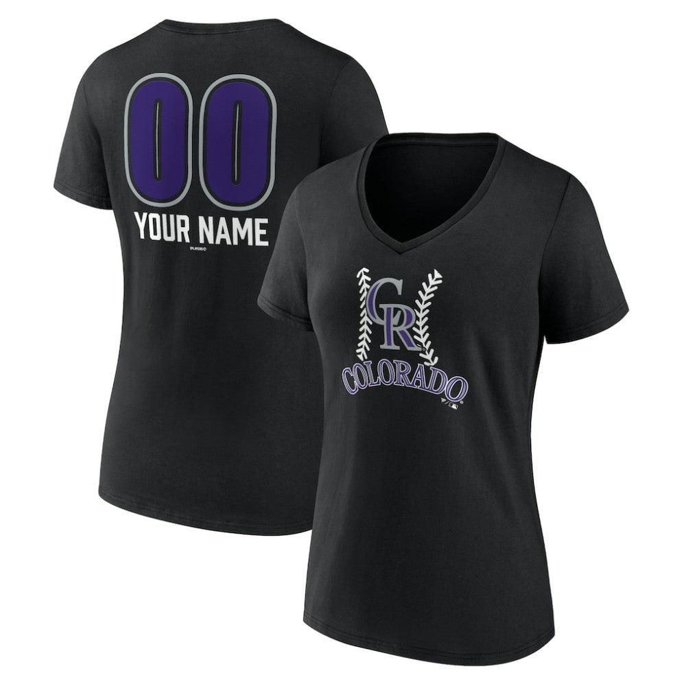 Colorado Rockies Women's Personalized Name & Number Fastball V-Neck T-Shirt Outlet