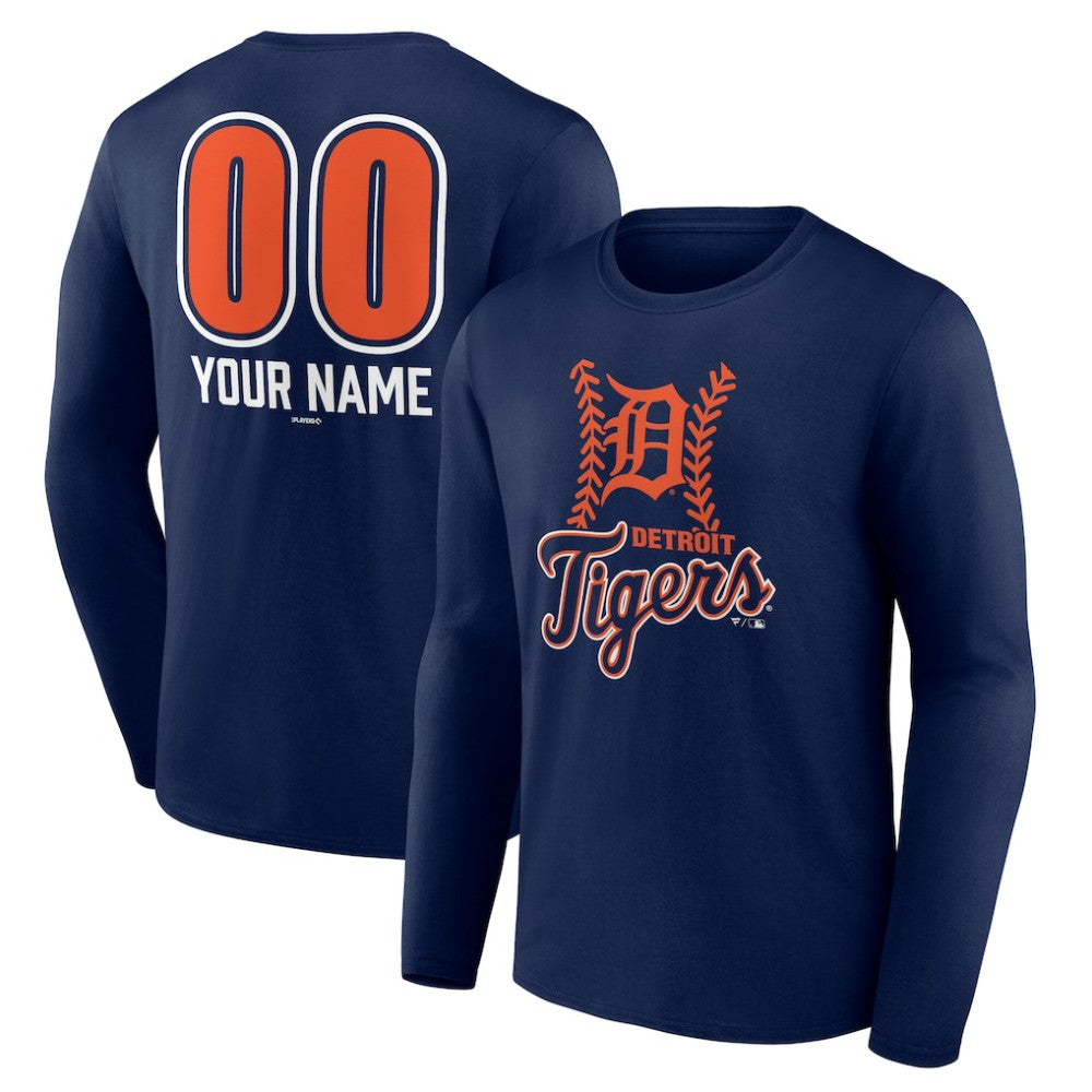Detroit Tigers Personalized Name & Number Fastball Long Sleeve T-Shirt Near Me