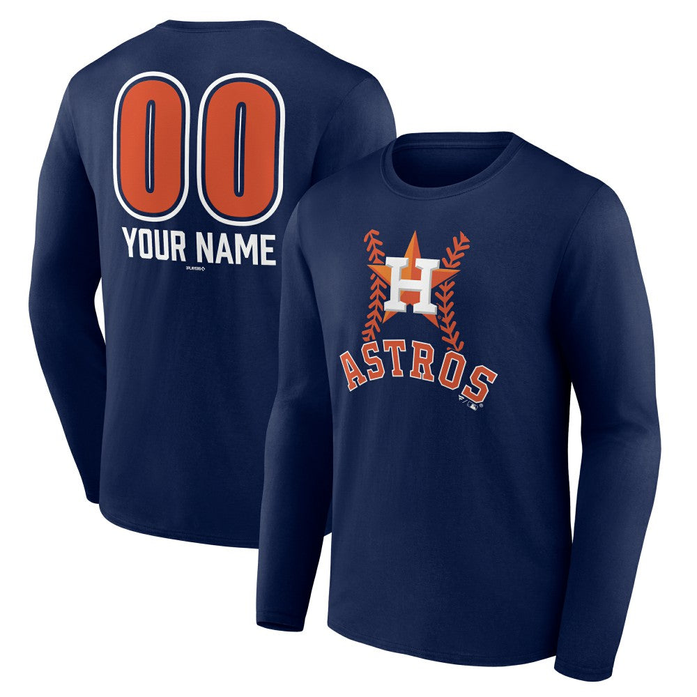 Houston Astros Personalized Name & Number Fastball Long Sleeve T-Shirt Discount