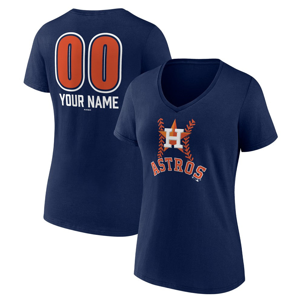 Houston Astros Women's Personalized Name & Number Fastball V-Neck T-Shirt Discount