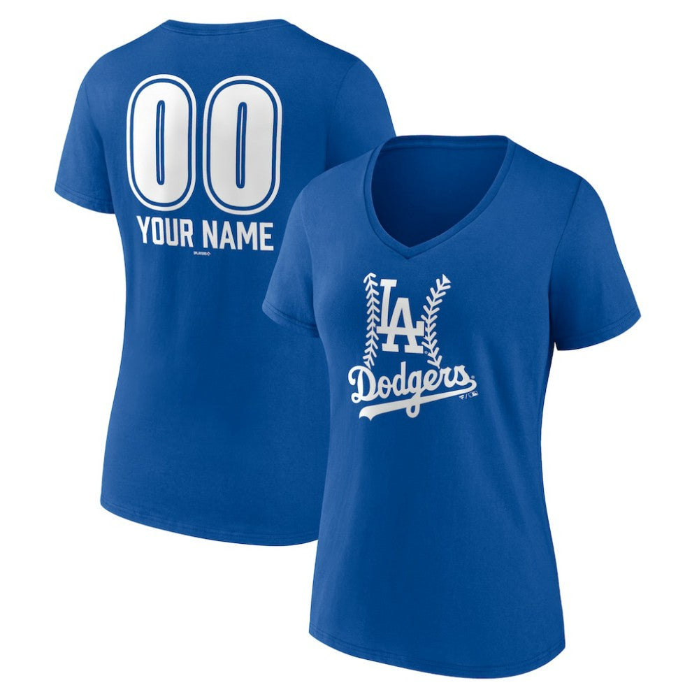 Los Angeles Dodgers Women's Personalized Name & Number Fastball V-Neck T-Shirt Discount