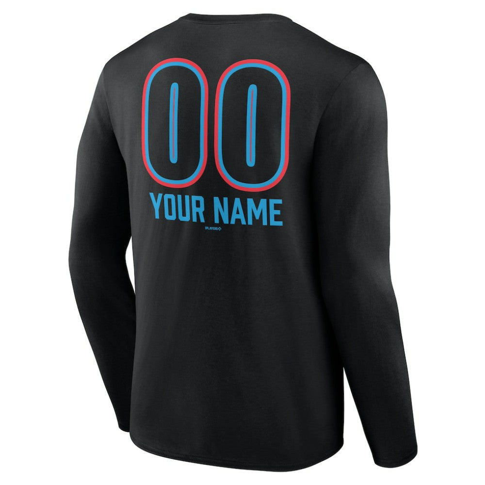 Miami Marlins Personalized Name & Number Fastball Long Sleeve T-Shirt Online