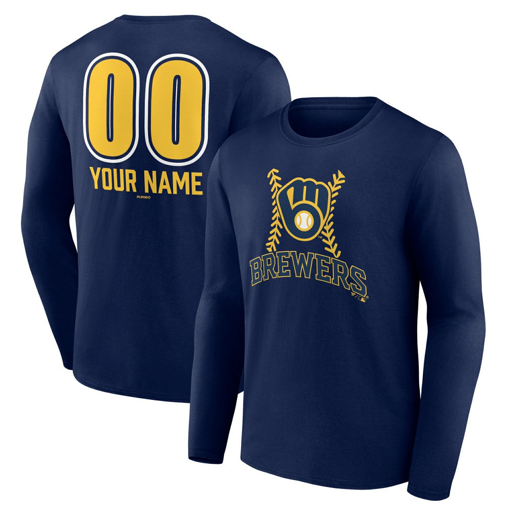 Milwaukee Brewers Personalized Name & Number Fastball Long Sleeve T-Shirt for sale