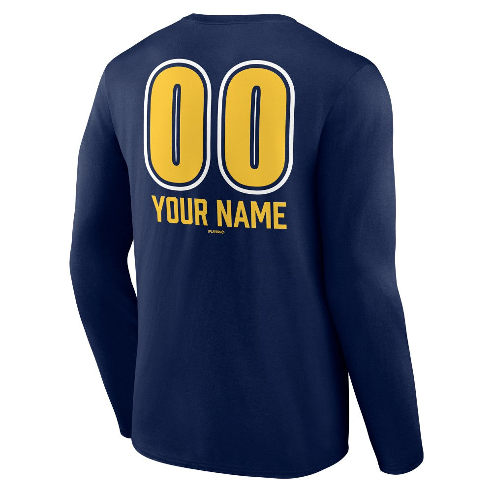 Milwaukee Brewers Personalized Name & Number Fastball Long Sleeve T-Shirt for sale