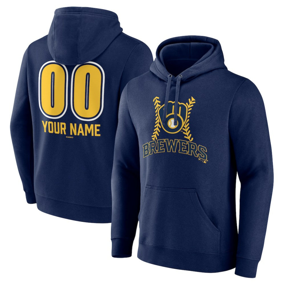 Milwaukee Brewers Personalized Name & Number Fastball Pullover Hoodie Sale