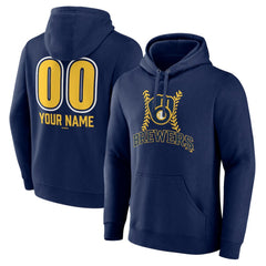Milwaukee Brewers Personalized Name & Number Fastball Pullover Hoodie Sale