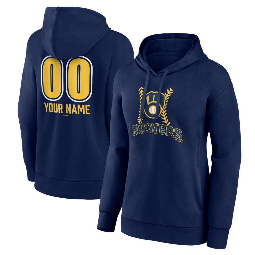 Milwaukee Brewers Women's Personalized Name & Number Fastball Pullover Hoodie Discount