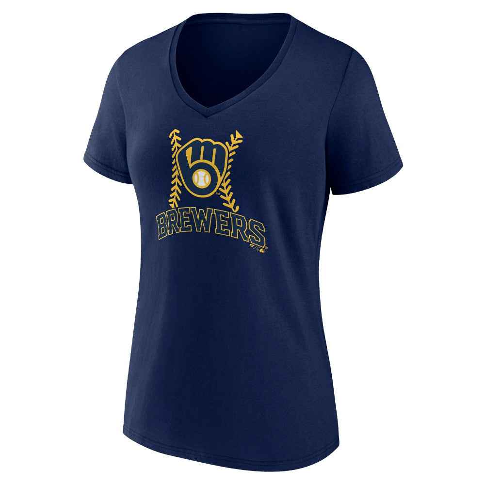 Milwaukee Brewers Women's Personalized Name & Number Fastball V-Neck T-Shirt Near Me