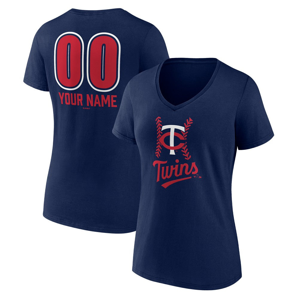 Minnesota Twins Women's Personalized Name & Number Fastball V-Neck T-Shirt Outlet