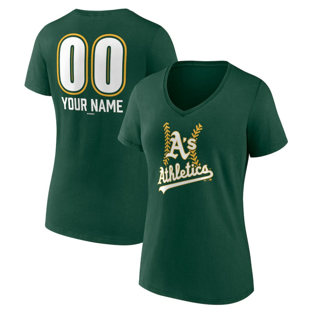 Athletics Women's Personalized Name & Number Fastball V-Neck T-Shirt Online