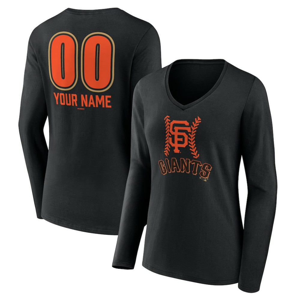 San Francisco Giants Women's Personalized Name & Number Fastball Long Sleeve V-Neck T-Shirt Discount