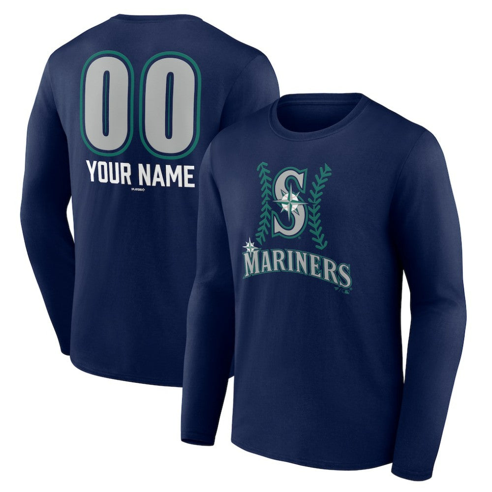 Seattle Mariners Personalized Name & Number Fastball Long Sleeve T-Shirt Sale