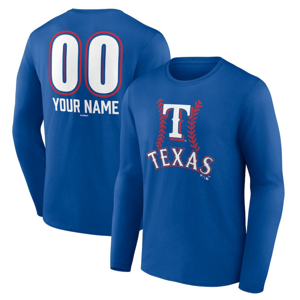Texas Rangers Personalized Name & Number Fastball Long Sleeve T-Shirt Discount