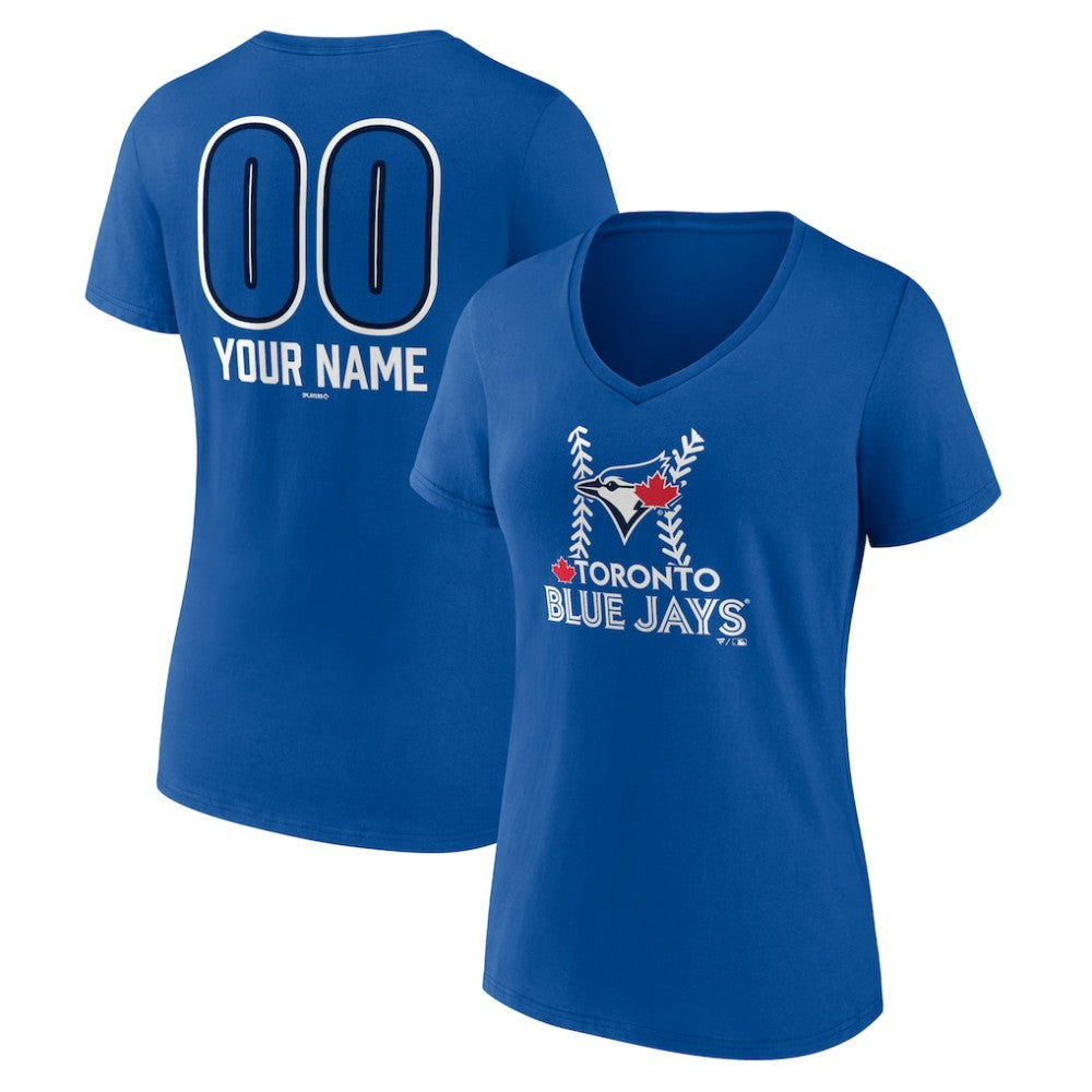 Toronto Blue Jays Women's Personalized Name & Number Fastball V-Neck T-Shirt Near Me