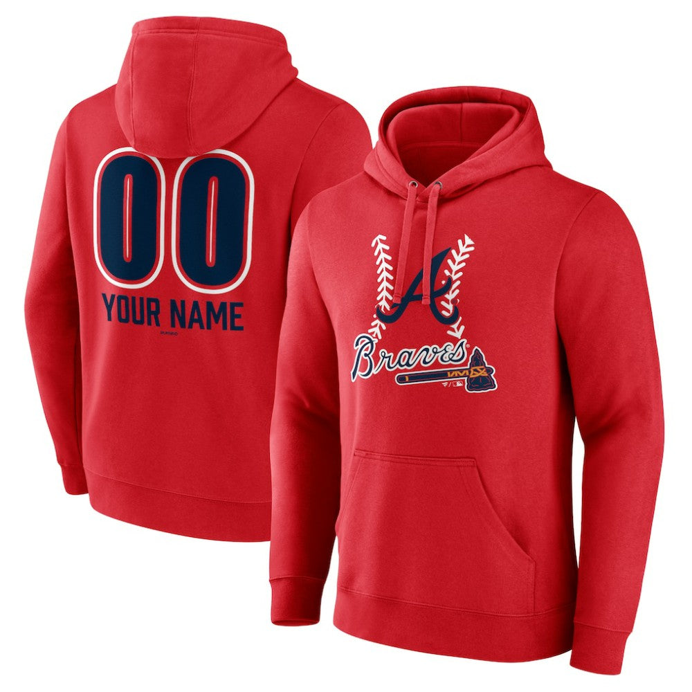 Atlanta Braves Personalized Name & Number Fastball Pullover Hoodie Online