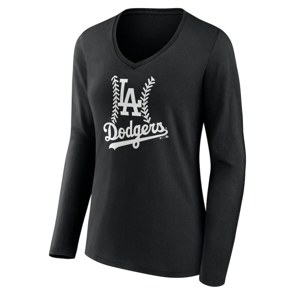 Los Angeles Dodgers Women's Personalized Name & Number Fastball Long Sleeve V-Neck T-Shirt Discount