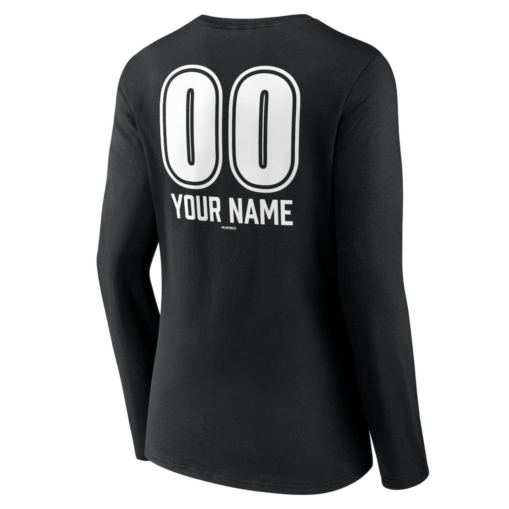 Los Angeles Dodgers Women's Personalized Name & Number Fastball Long Sleeve V-Neck T-Shirt Discount