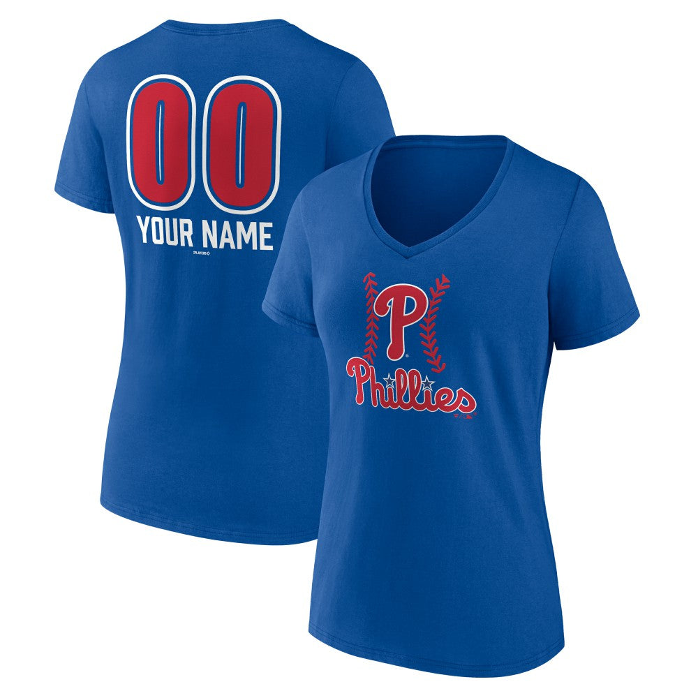 Philadelphia Phillies Women's Personalized Name & Number Fastball V-Neck T-Shirt Near Me