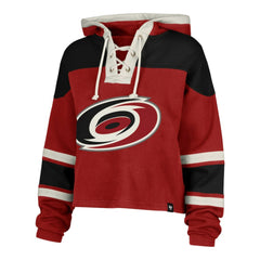 Sebastian Aho Carolina Hurricanes '47 Women's Superior Lacer Cropped Pullover Hoodie - Red | 47 brand sale