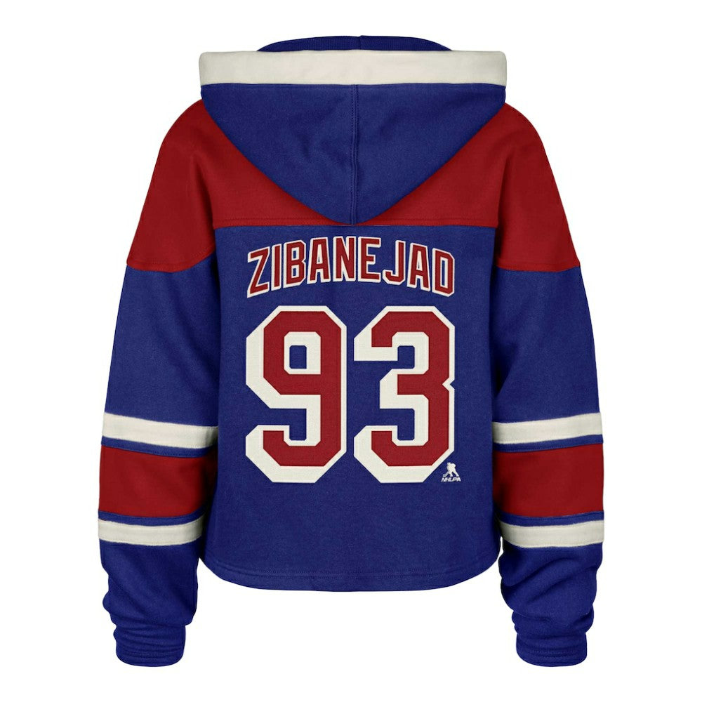 Mika Zibanejad New York Rangers '47 Women's Superior Lacer Cropped Pullover Hoodie - Blue | 47 brand online