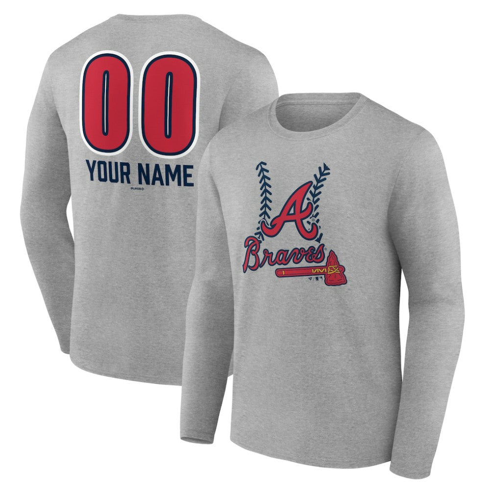 Atlanta Braves Personalized Name & Number Fastball Long Sleeve T-Shirt Outlet