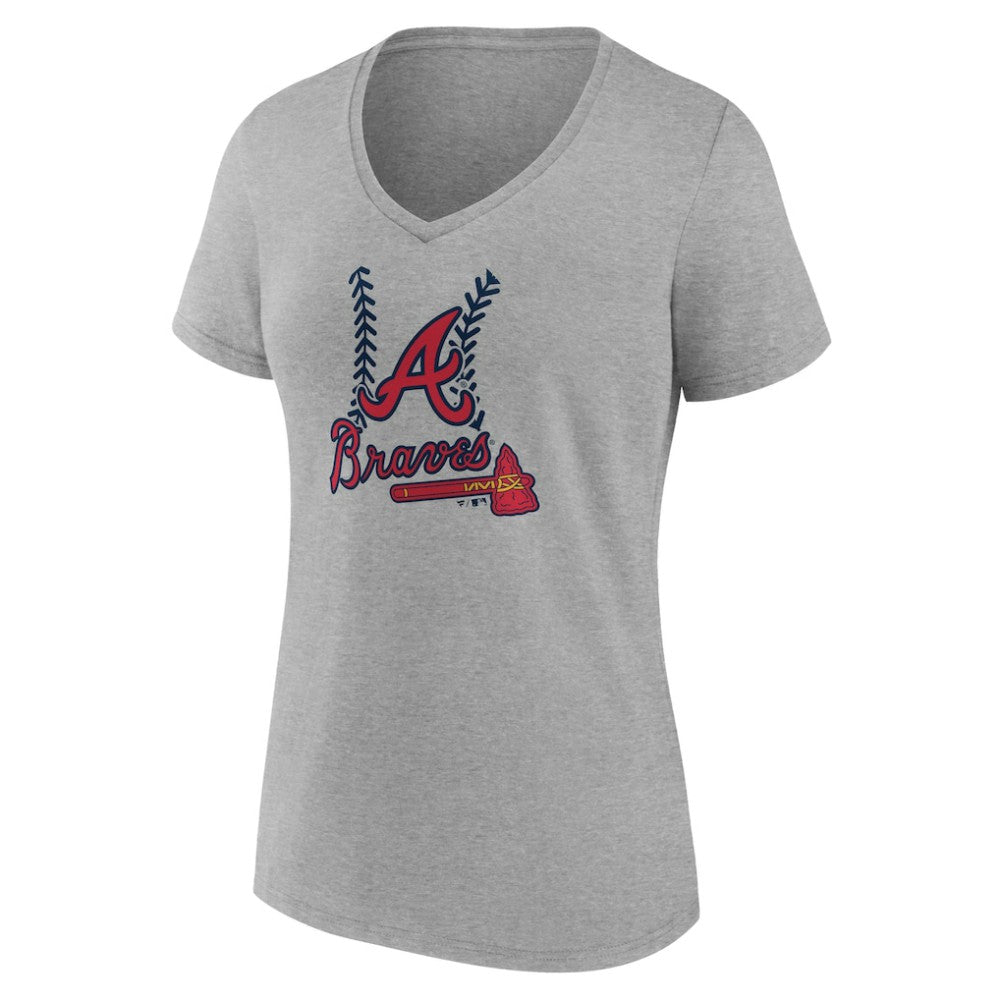 Atlanta Braves Women's Personalized Name & Number Fastball V-Neck T-Shirt Online