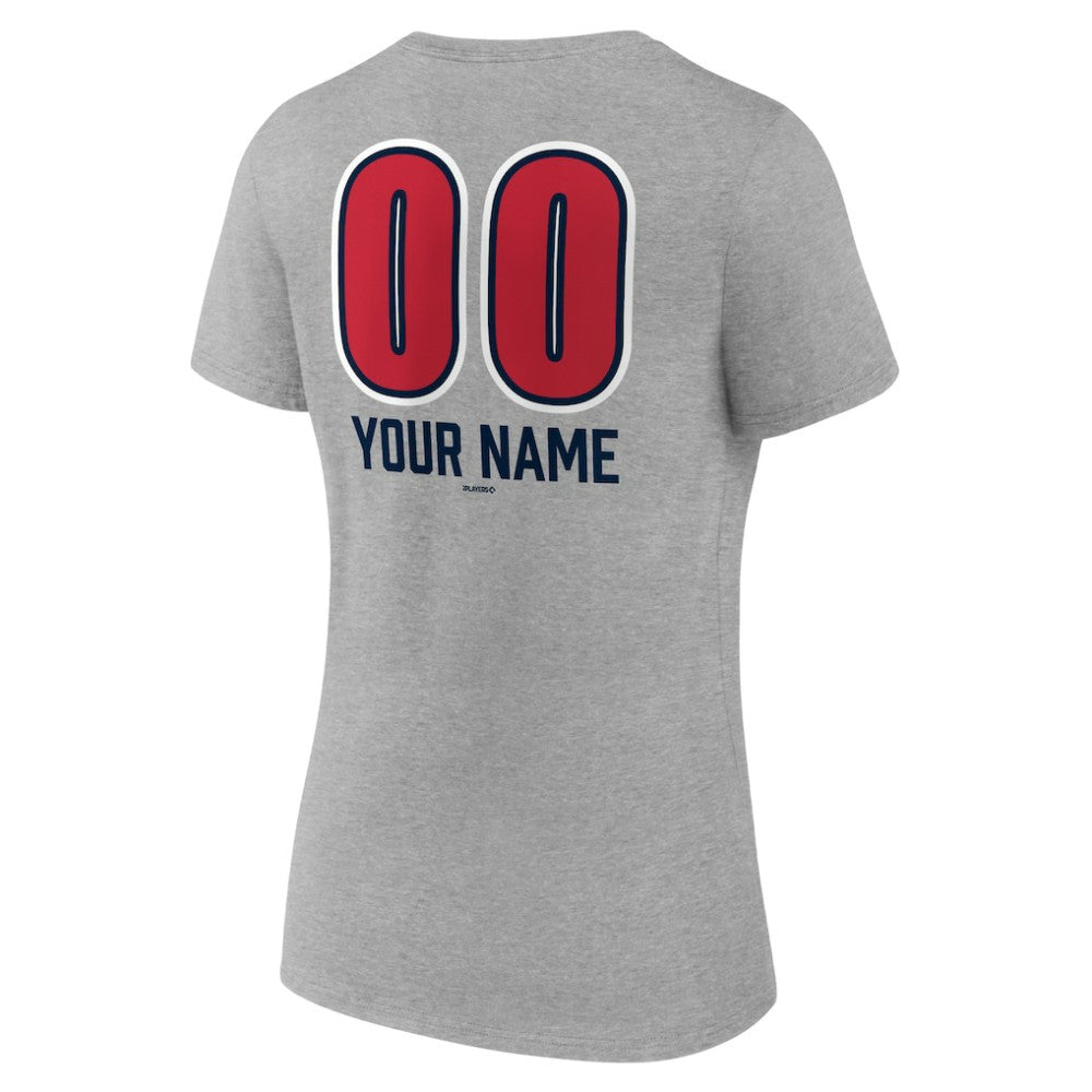 Atlanta Braves Women's Personalized Name & Number Fastball V-Neck T-Shirt Online