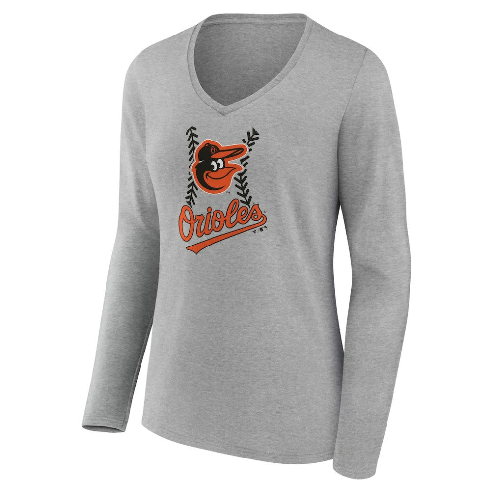 Baltimore Orioles Women's Personalized Name & Number Fastball Long Sleeve V-Neck T-Shirt Sale