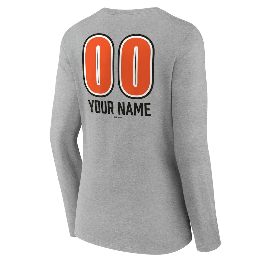 Baltimore Orioles Women's Personalized Name & Number Fastball Long Sleeve V-Neck T-Shirt Sale