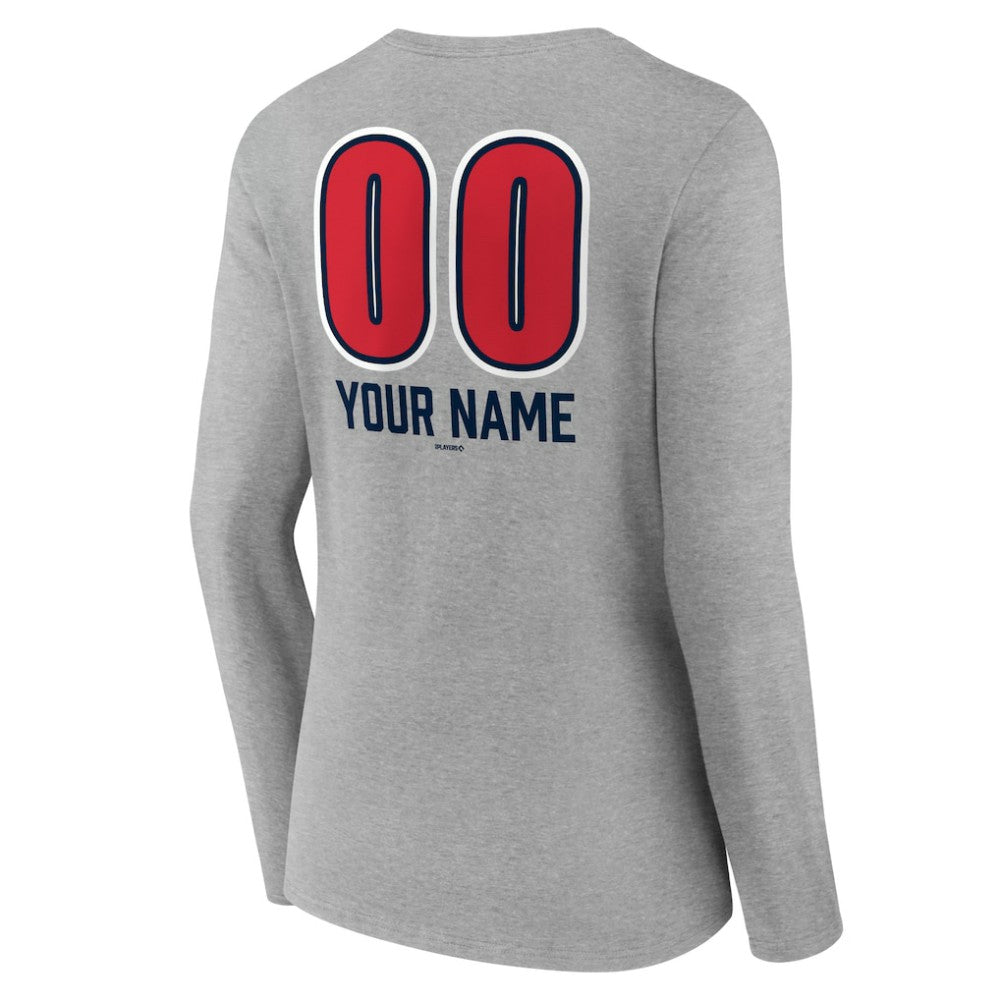 Boston Red Sox Women's Personalized Name & Number Fastball Long Sleeve V-Neck T-Shirt Outlet
