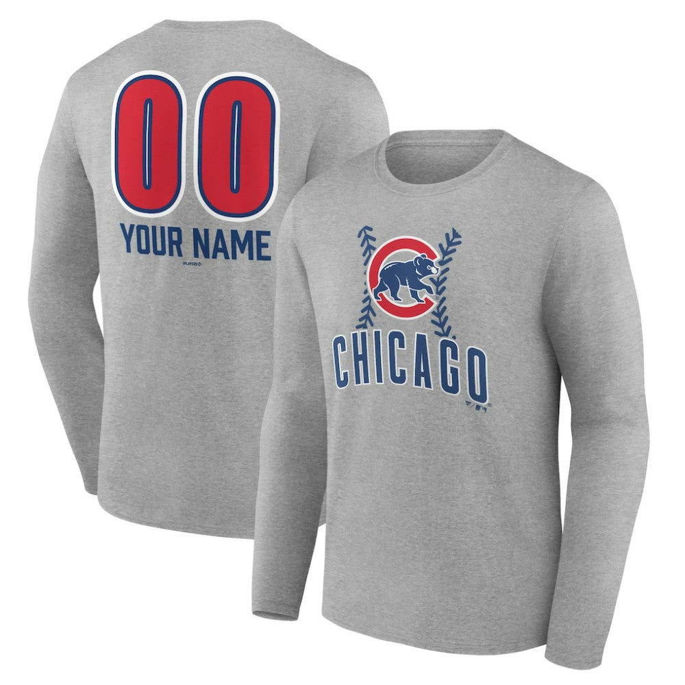 Chicago Cubs Personalized Name & Number Fastball Long Sleeve T-Shirt for sale