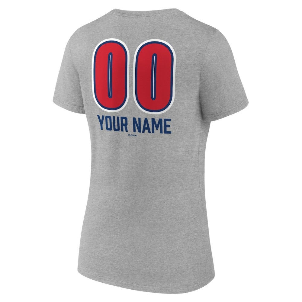 Chicago Cubs Women's Personalized Name & Number Fastball V-Neck T-Shirt Online
