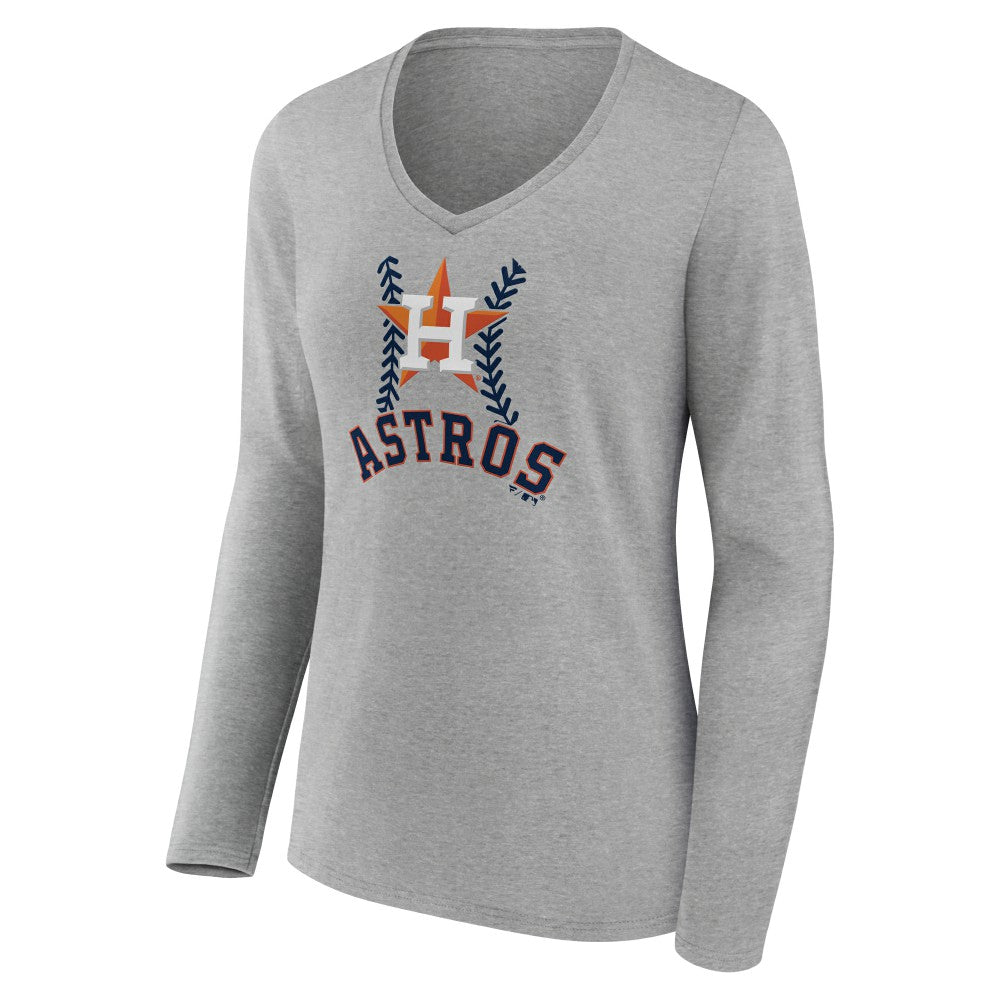 Houston Astros Women's Personalized Name & Number Fastball Long Sleeve V-Neck T-Shirt Sale