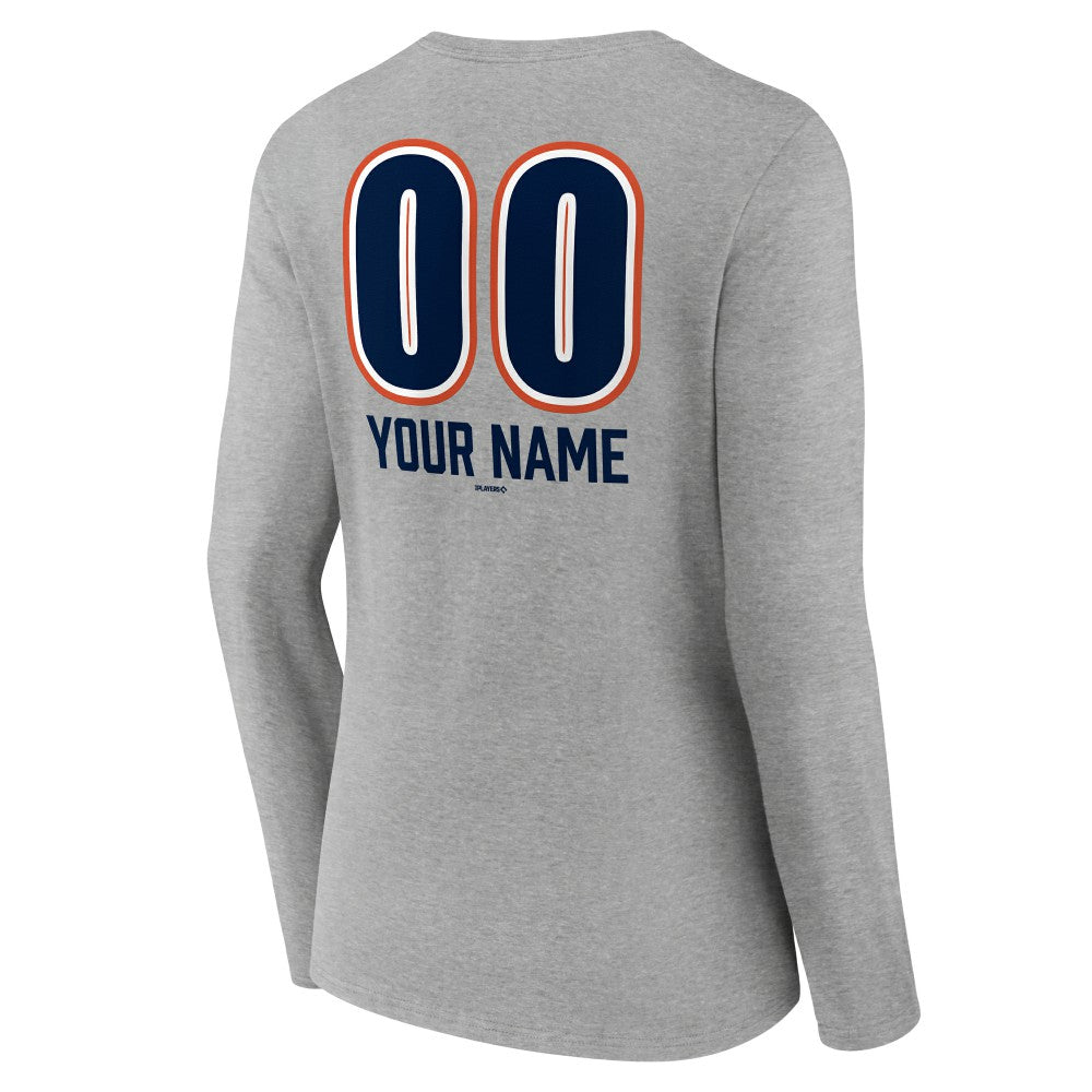 Houston Astros Women's Personalized Name & Number Fastball Long Sleeve V-Neck T-Shirt Sale