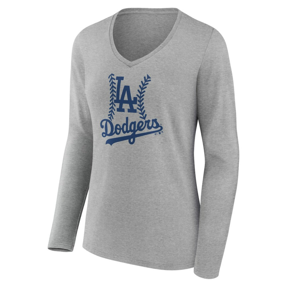 Los Angeles Dodgers Women's Personalized Name & Number Fastball Long Sleeve V-Neck T-Shirt Online