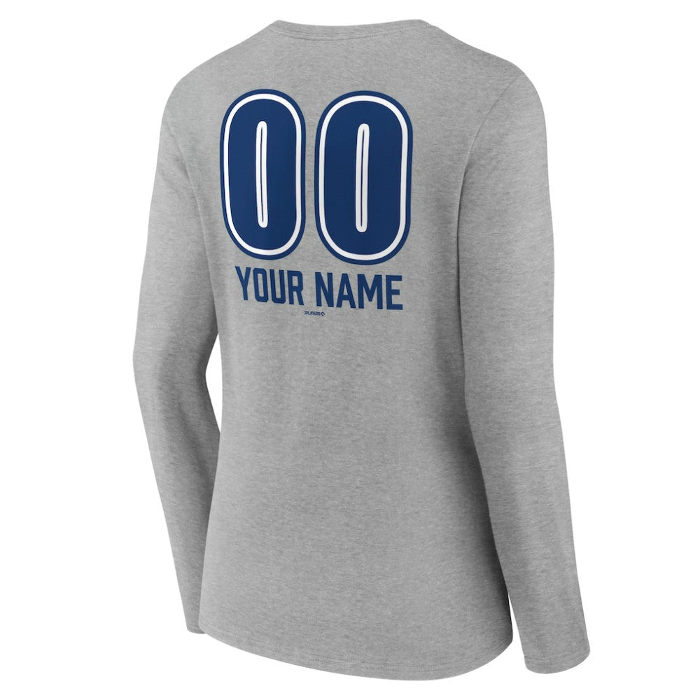 Los Angeles Dodgers Women's Personalized Name & Number Fastball Long Sleeve V-Neck T-Shirt Online