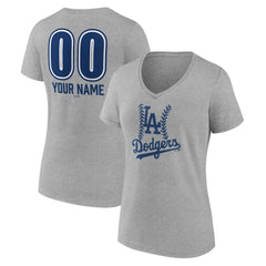 Los Angeles Dodgers Women's Personalized Name & Number Fastball V-Neck T-Shirt Outlet
