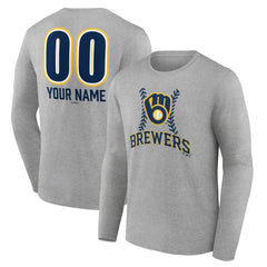 Milwaukee Brewers Personalized Name & Number Fastball Long Sleeve T-Shirt Near Me