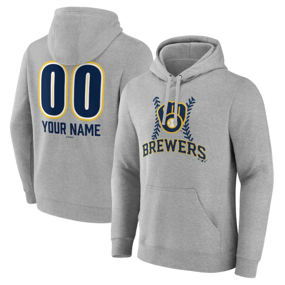 Milwaukee Brewers Personalized Name & Number Fastball Pullover Hoodie Sale