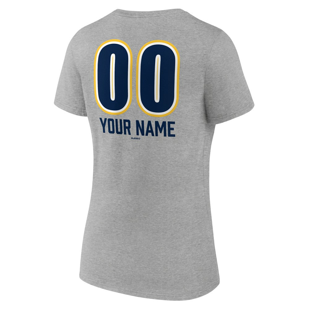 Milwaukee Brewers Women's Personalized Name & Number Fastball V-Neck T-Shirt Discount
