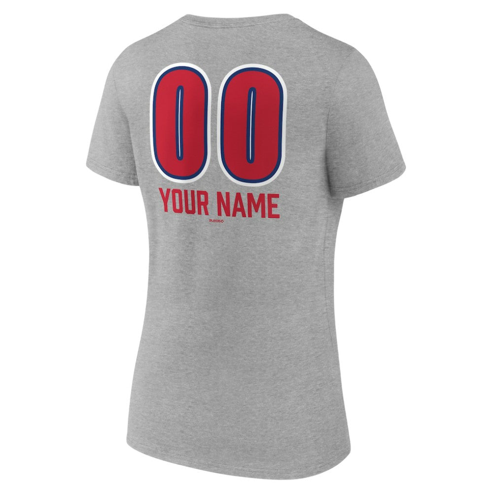Philadelphia Phillies Women's Personalized Name & Number Fastball V-Neck T-Shirt for sale