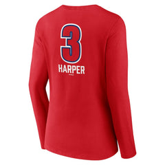 Bryce Harper Philadelphia Phillies Women's Fastball Player Name & Number Long Sleeve V-Neck T-Shirt for sale